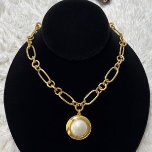 J. Crew Domed Pearl Pendant Necklace